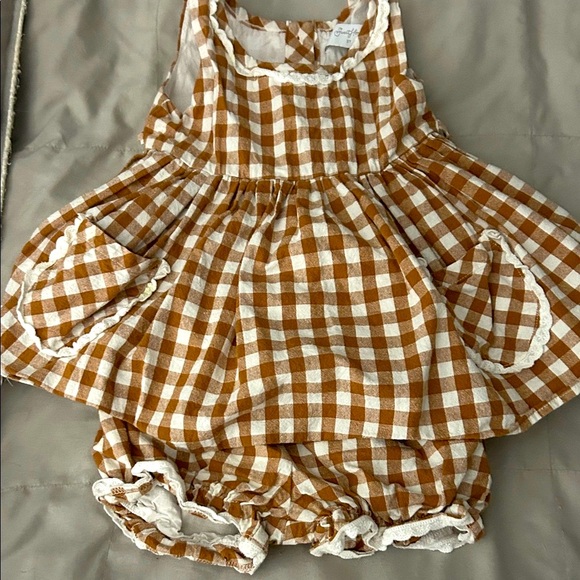 SweetHoney Other - SweetHoney Brown and White Checkered Top and Bloomers